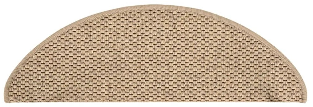 Tapetes escada adesivos aspeto sisal 15pcs 65x21x4cm cor areia