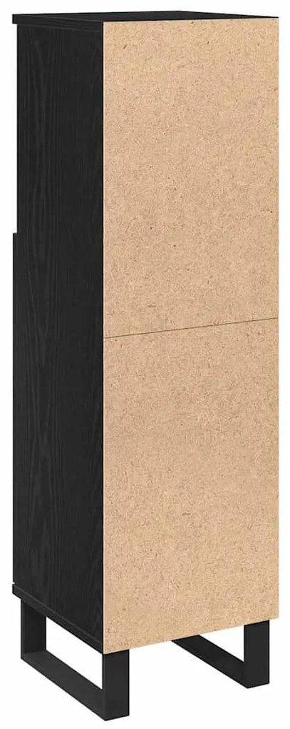 Armário de Banheiro vidaXL Carvalho Preto 30x30x100 cm Madeira de Enge