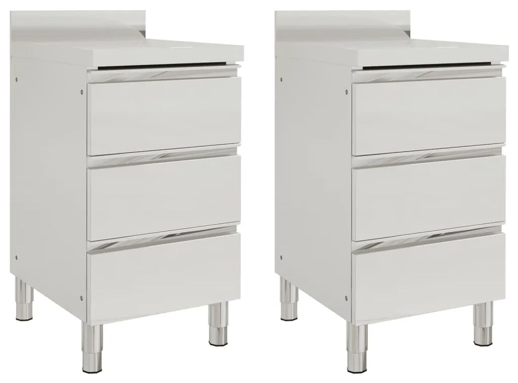 vidaXL Armários p/ cozinha comercial c/ 3 gavetas 2 pcs aço inoxidável
