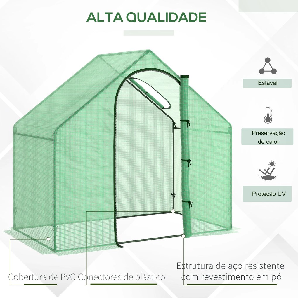 Estufa Transparente de Jardim 180x100x168 cm Estufa de Jardim com Port