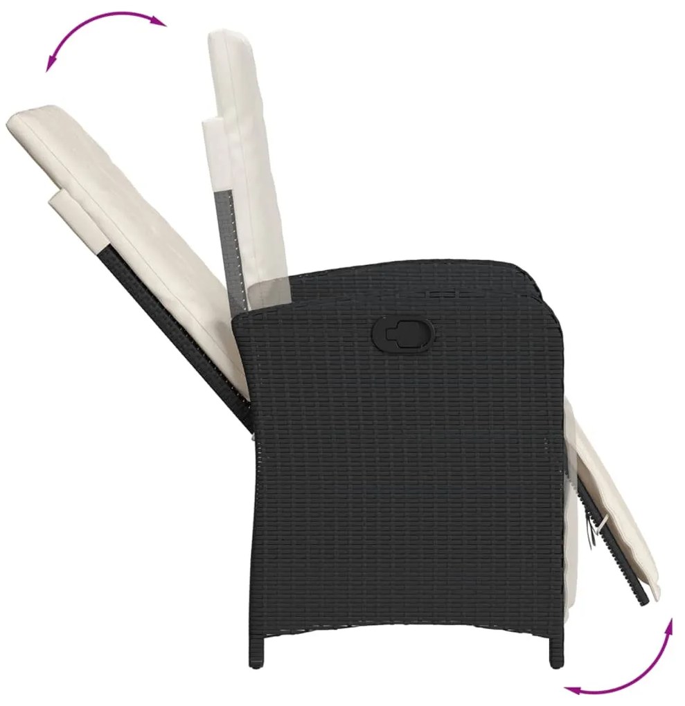 9 pcs conjunto de jantar p/ jardim c/ almofadões vime PE preto