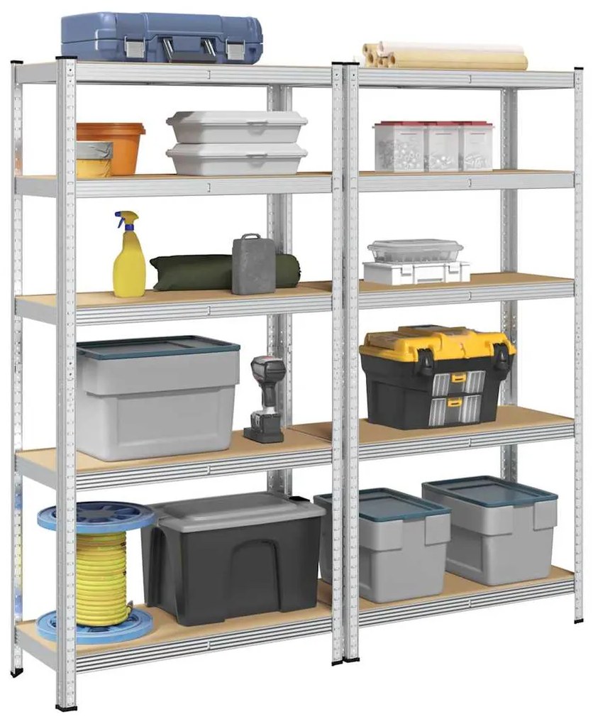 Prateleiras de armazenamento de 5 camadas 2 pcs aço prateado