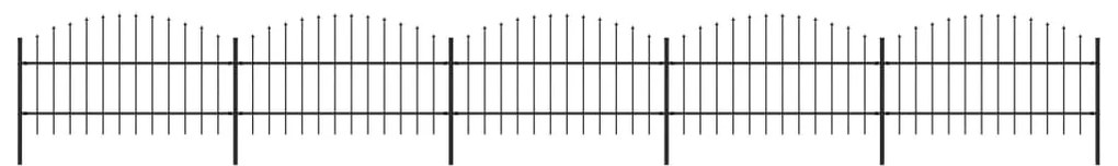 Cerca de jardim com topo em lanças (0,75-1)x8,5 m aço preto