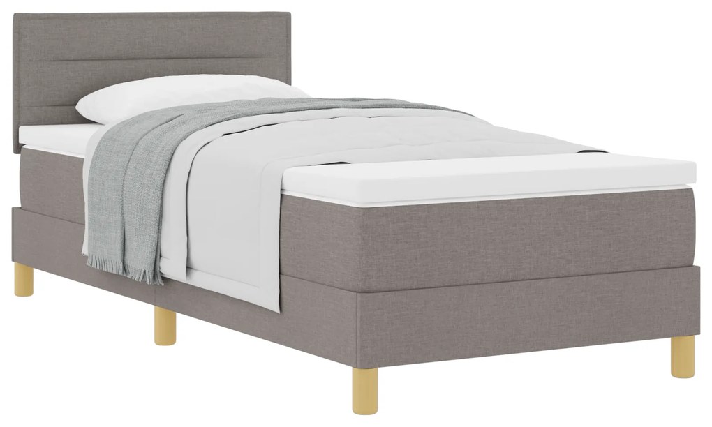 Cama Box Spring com Colchão Taupe 100x200 cm Tecido