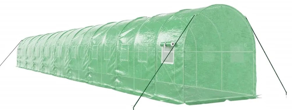 Estufa com estrutura de aço 36 m² 18x2x2 m verde