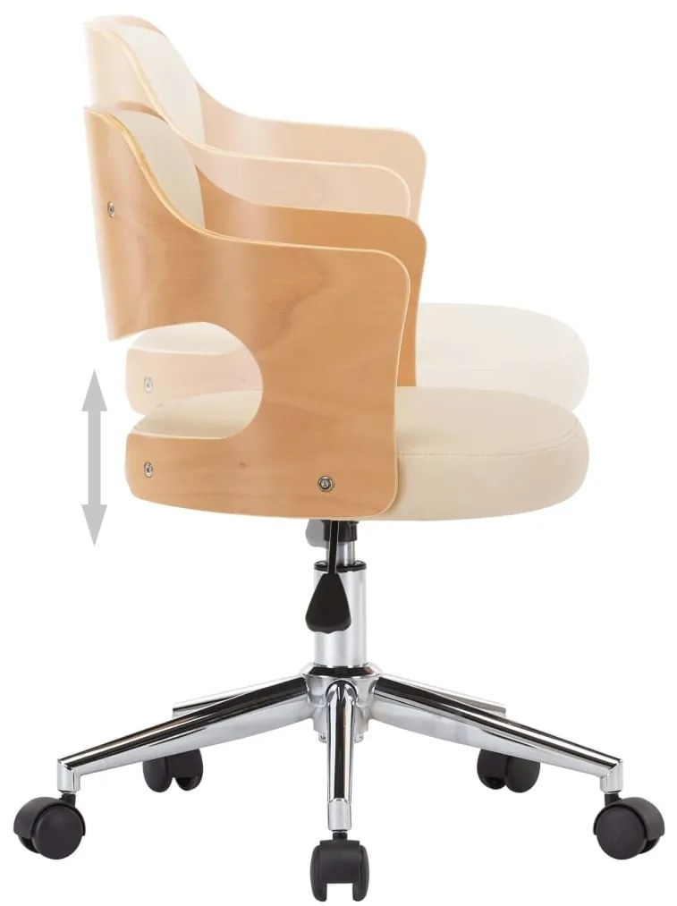 Cadeiras jantar 2 pcs madeira curvada e couro artificial creme