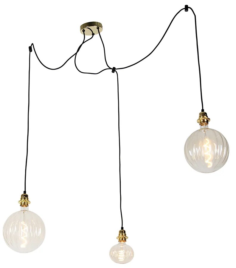 Candeeiro de suspensão dourado 3 luzes com LED âmbar regulável - Cava Luxe Moderno