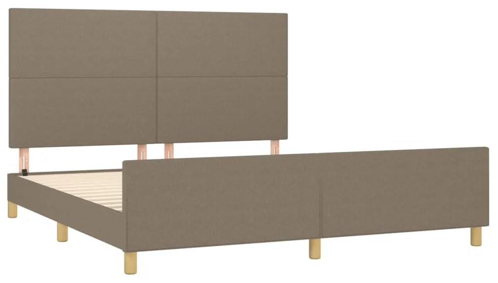 Cama sem colchão 160x200 cm tecido castanho-acinzentado