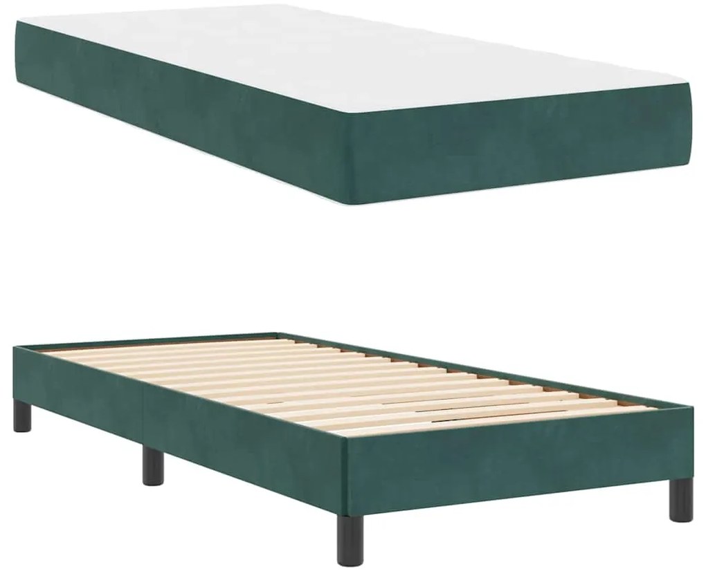 Cama box spring com colchão Verde Escuro 90 x 190 cm Veludo