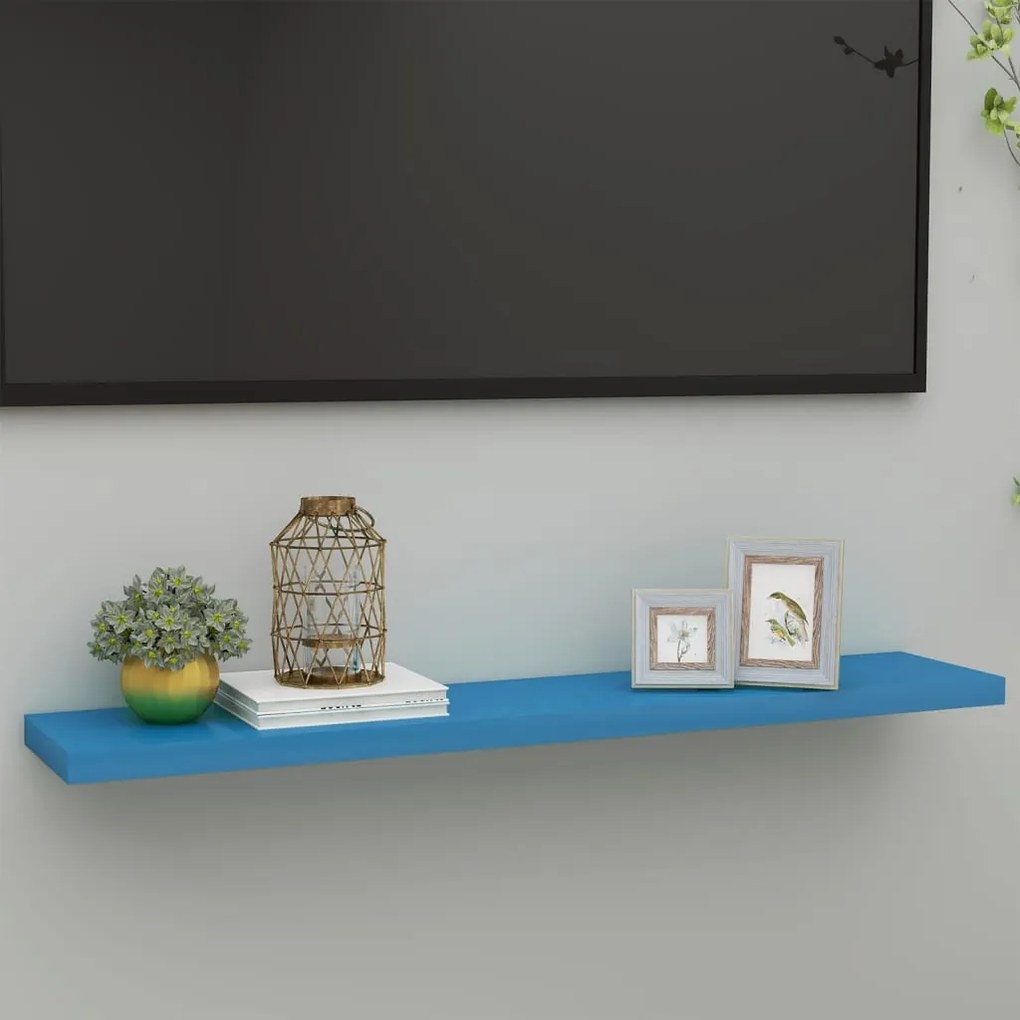 vidaXL Prateleira de parede suspensa 120x23,5x3,8 cm MDF azul