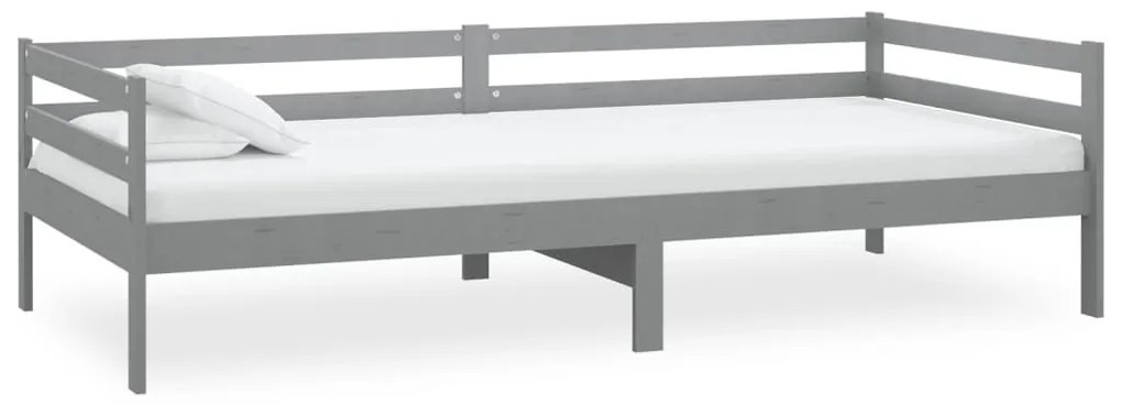 Sofá-cama com colchão 90x200 cm pinho maciço cinzento