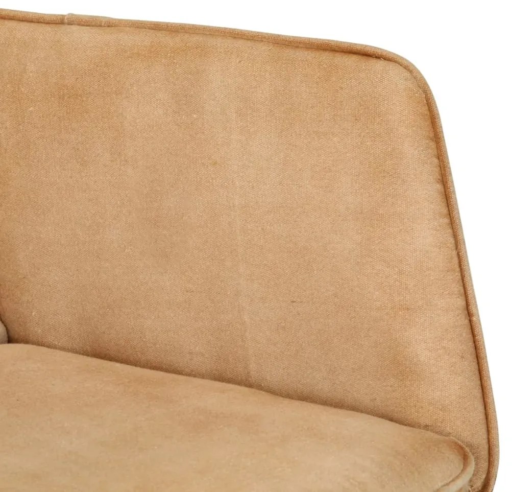 Cadeira de baloiço com apoio de pés lona vintage cor creme