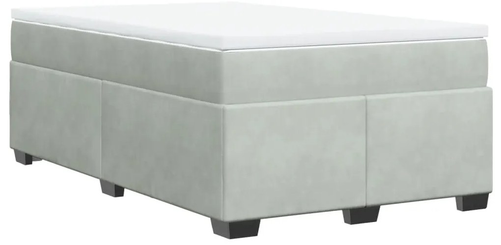 Cama boxspring com colchão 120x190 cm veludo cinzento-claro