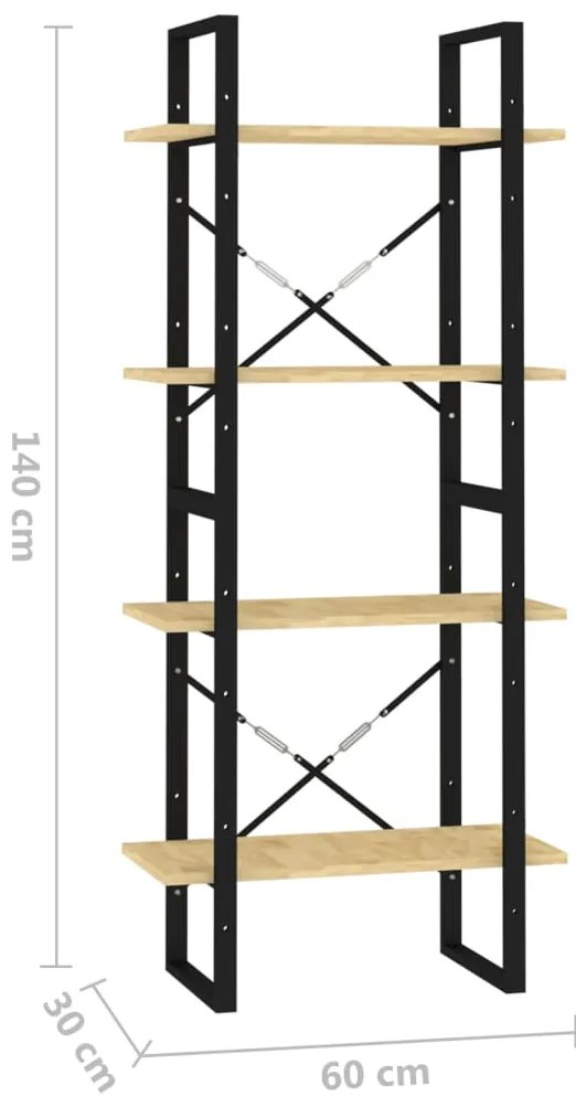 Estante com 4 prateleiras 60x30x140 cm pinho maciço castanho