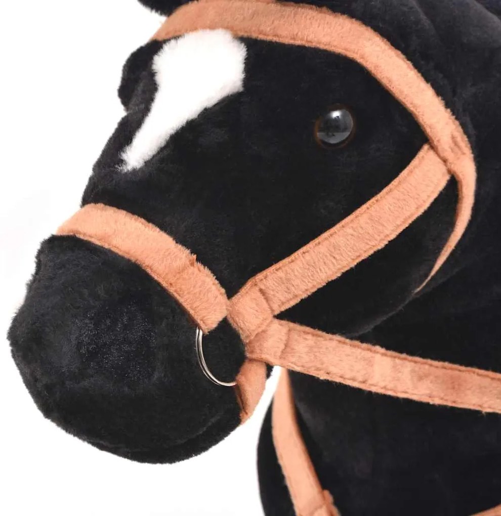 Cavalo de peluche de montar preto
