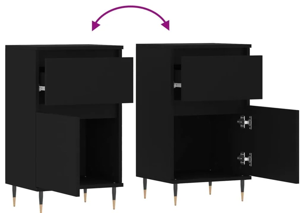 Aparadores 2 pcs 40x35x70 cm derivados de madeira preto