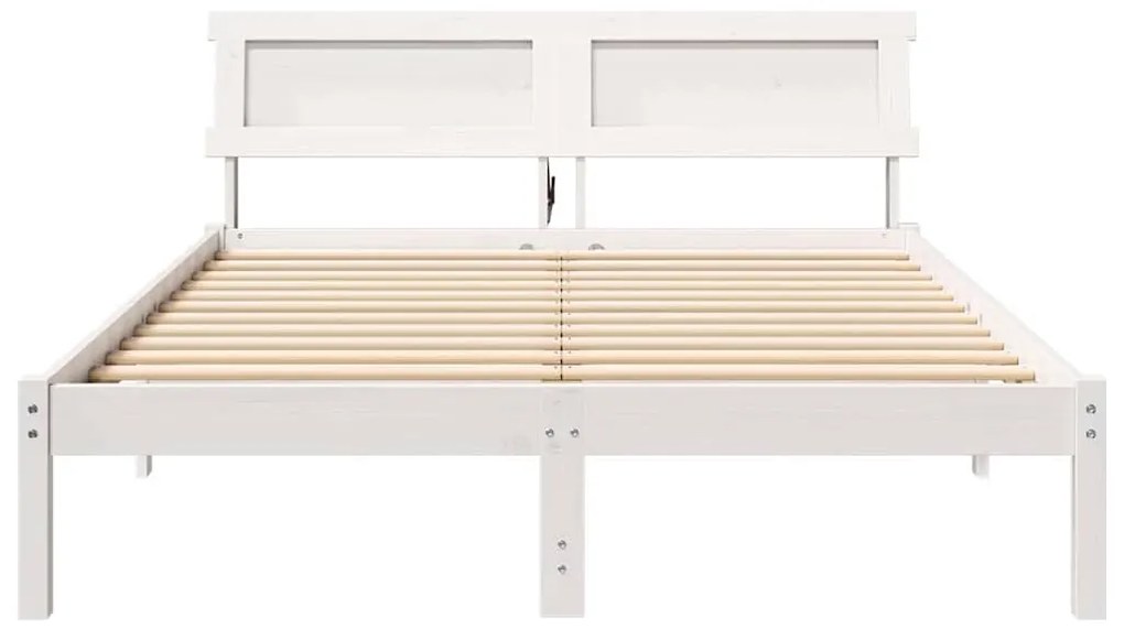 Estrutura da Cama com luzes de tira LED com cabeceira Branco 120 x 200