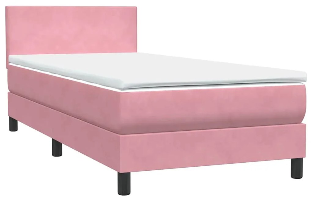 Cama com molas/colchão 100x220 cm veludo Rosa