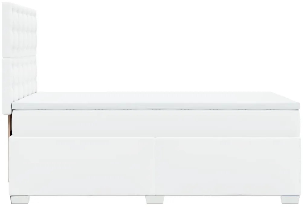 Cama com molas/colchão 90x190 cm couro artificial branco