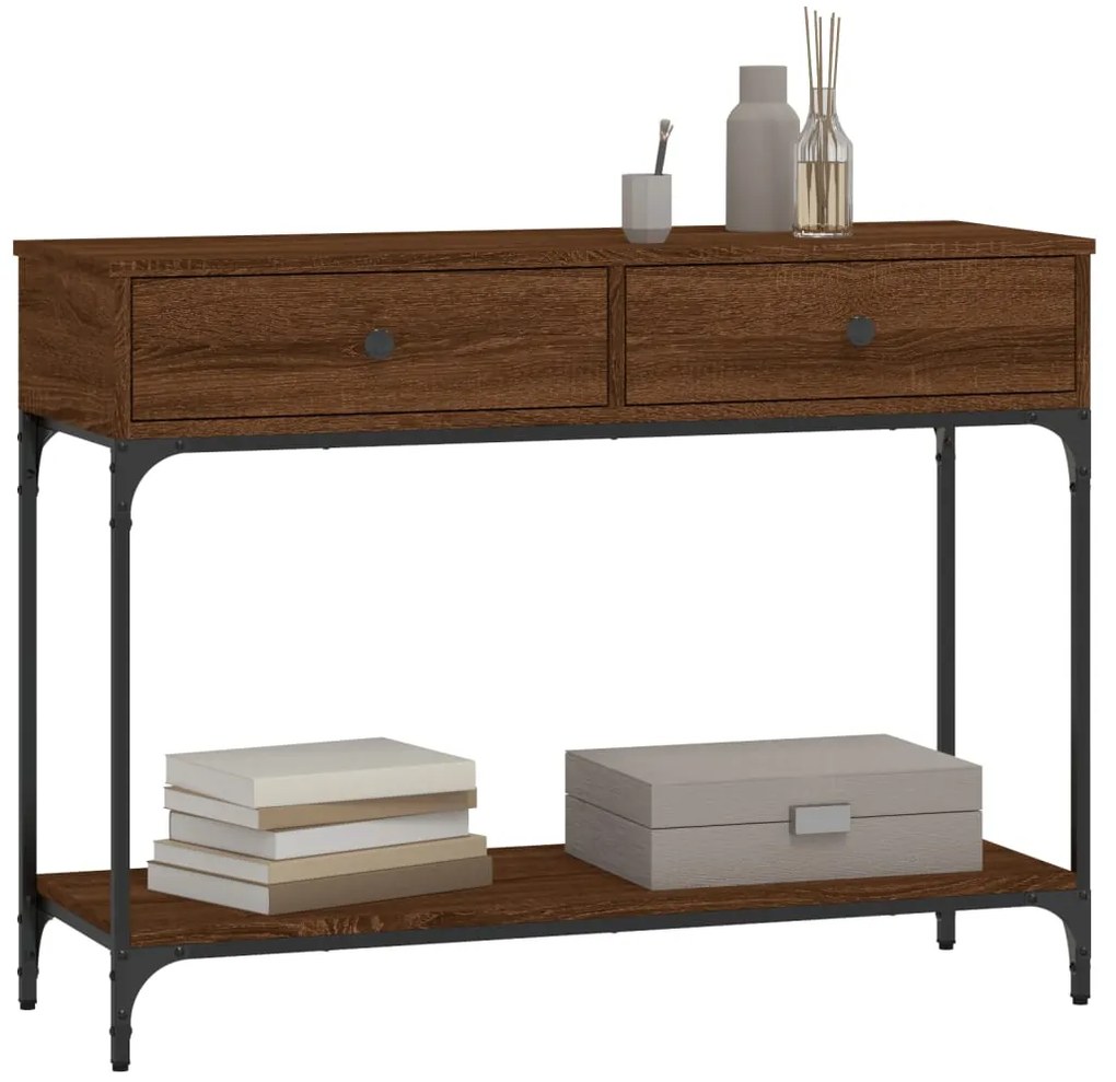 Mesa consola 100x34,5x75 cm derivados madeira carvalho castanho