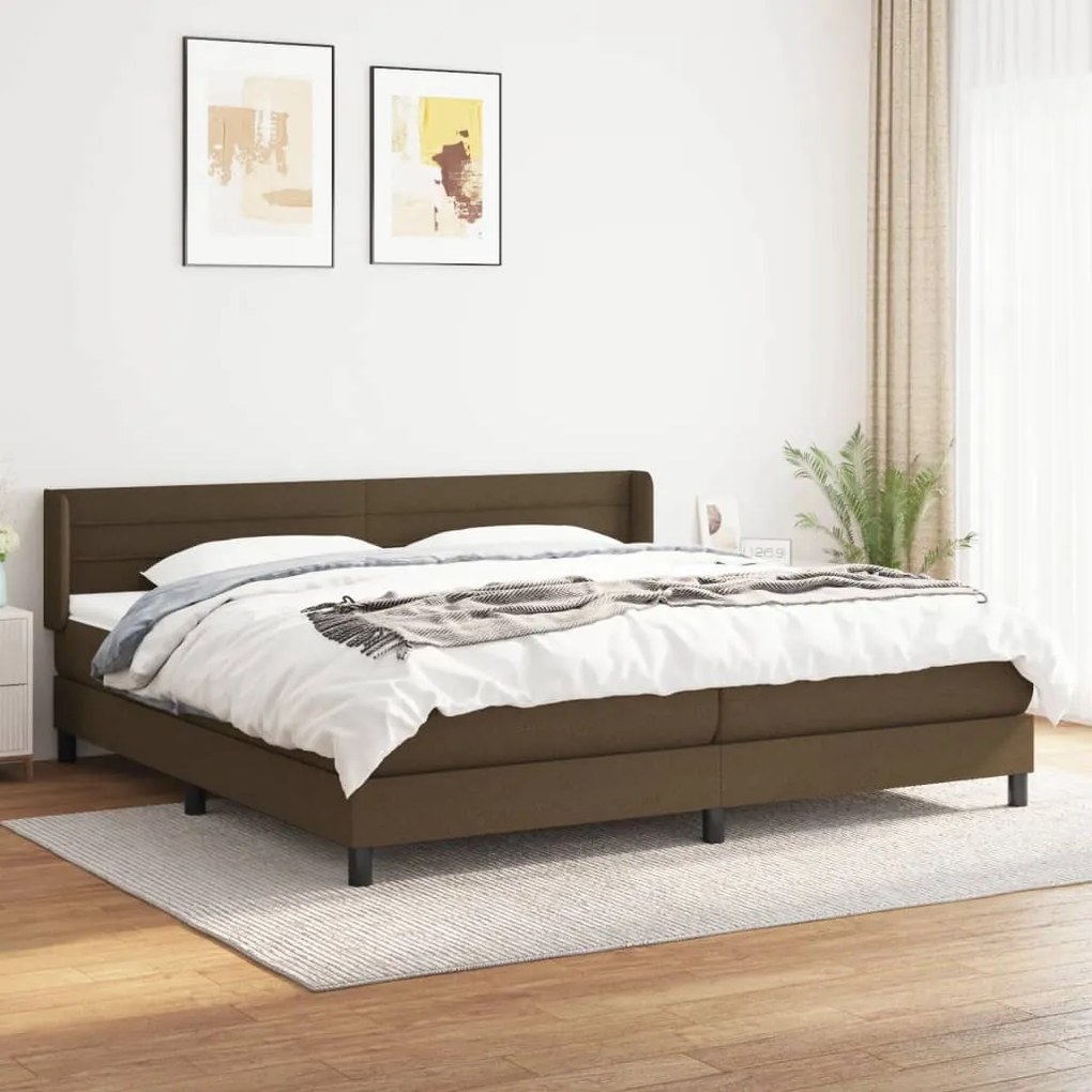 vidaXL Cama com molas/colchão 200x200 cm tecido castanho-escuro