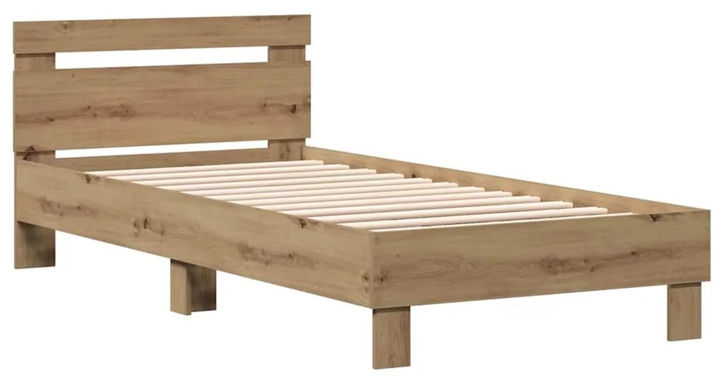 Cama Artisan em Carvalho 90x200 cm, feita de madeira engenheirada.