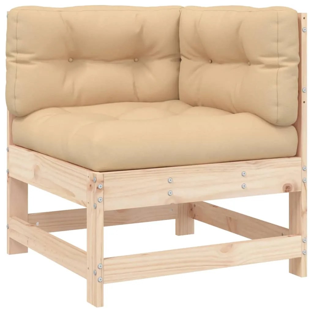 7 pcs conjunto lounge jardim c/ almofadões madeira maciça