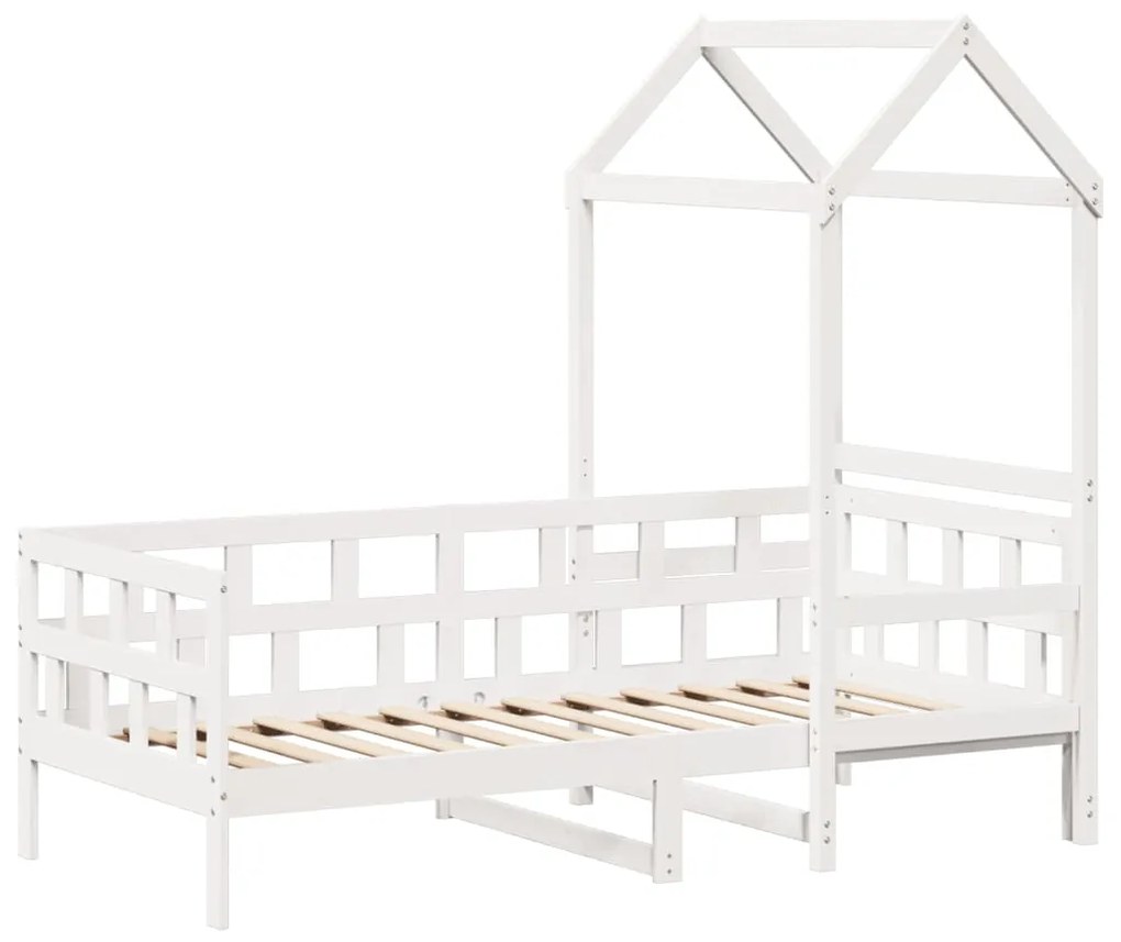 Sofá-cama c/ telhado 90x190 cm madeira de pinho maciça branco