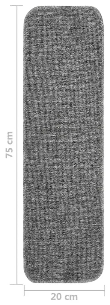Tapetes antiderrapantes retang. p/ escadas 15pcs 75x20 cm cinza
