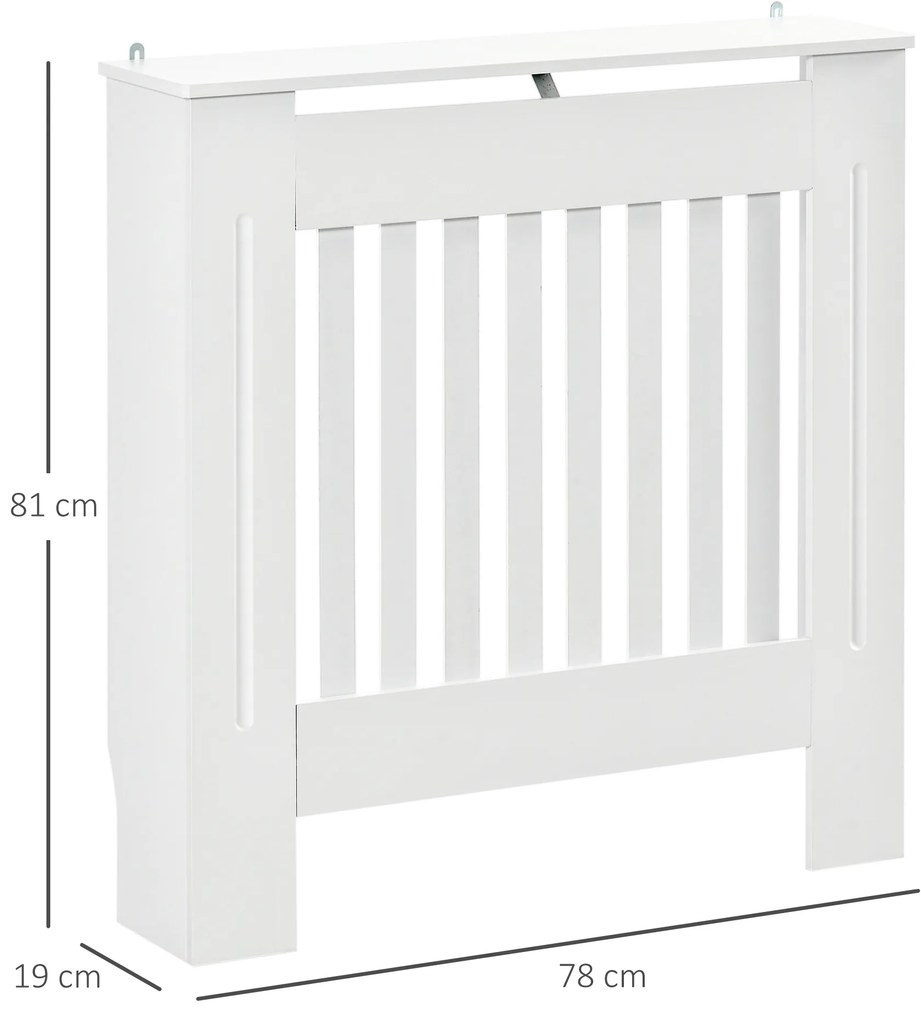 Cobertura Radiador 78x19x81 cm Cobertura para Radiador de MDF com Desenho Moderno e Prateleira Branco