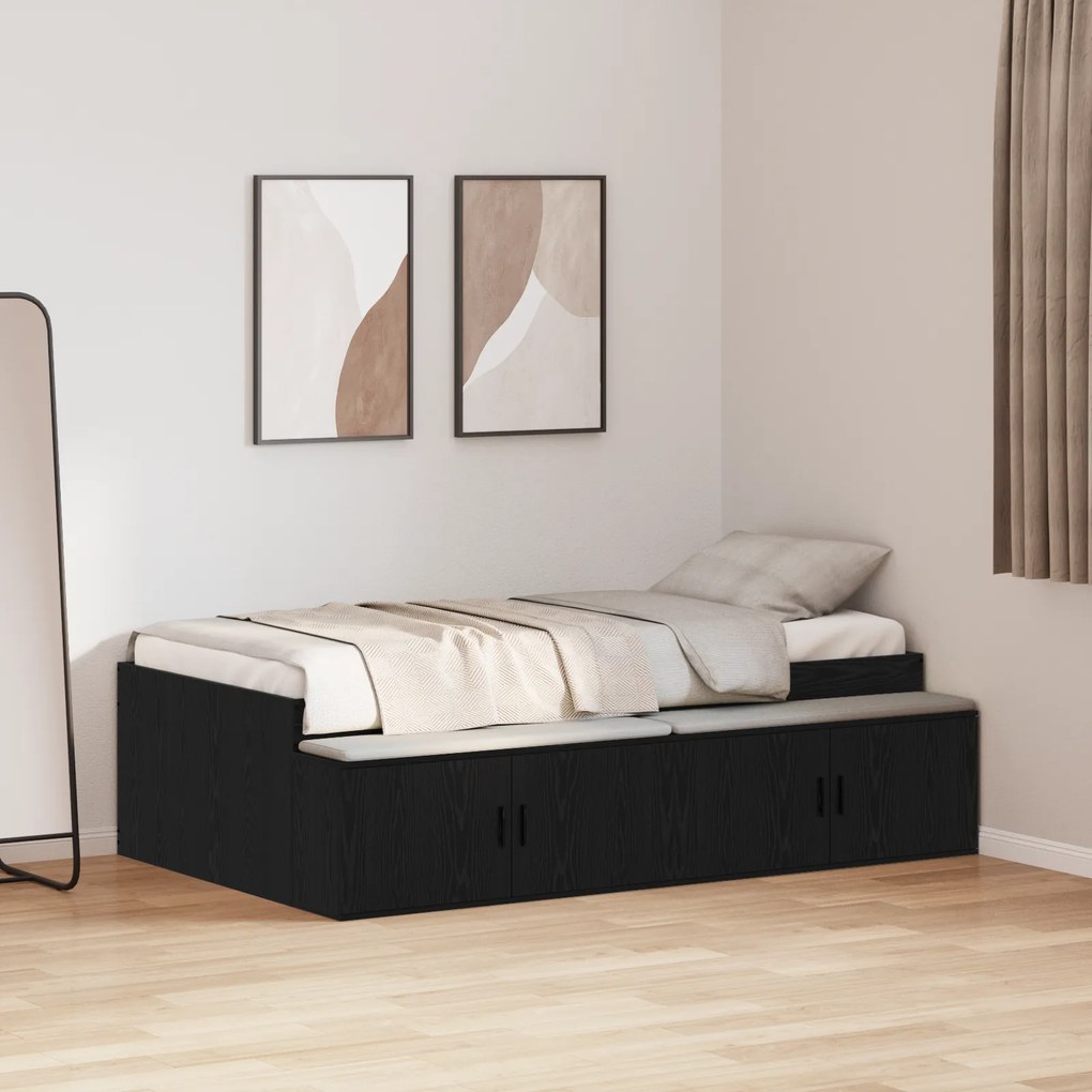 vidaXL Estrutura de Cama Carvalho Preto 80x200 cm
