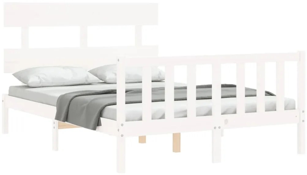 Cama sem colchão 120x200 cm madeira de pinho maciça branco