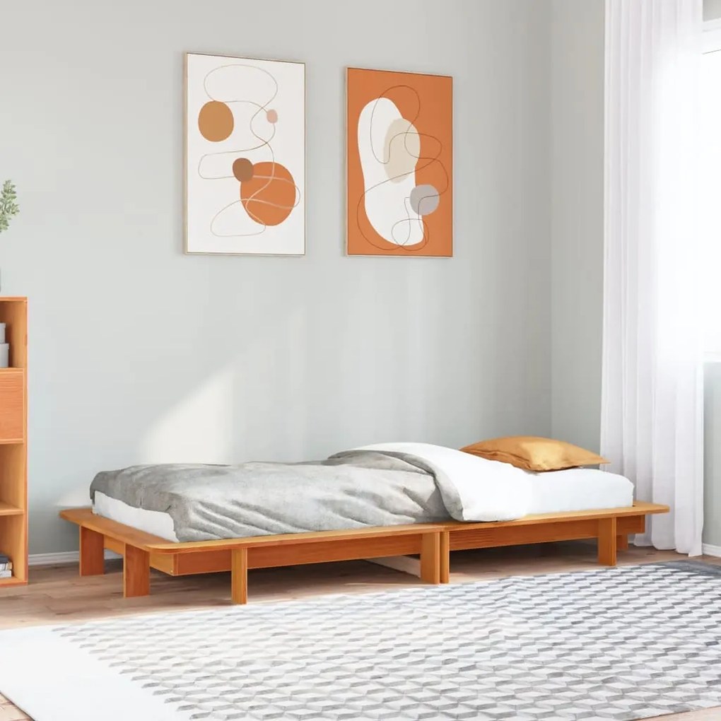 Cama sem colchão 100x200 cm pinho maciço castanho-mel
