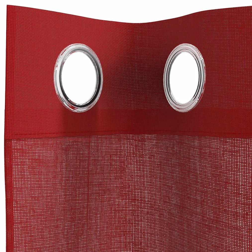 Cortinas de voile com ilhós 2 pcs vermelho tinto
