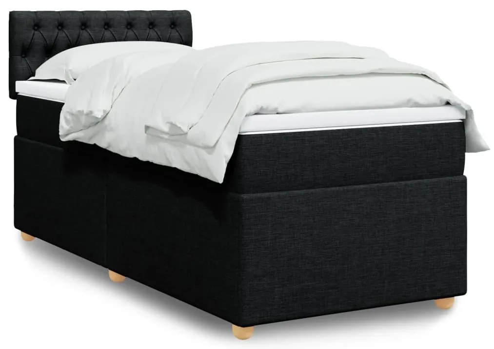Cama box spring com colchão solteiro tecido preto