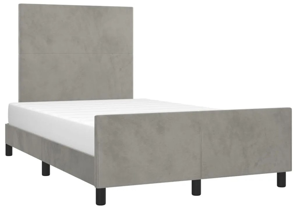 Estrutura de cama sem colchão 120x200 cm veludo cinzento-claro