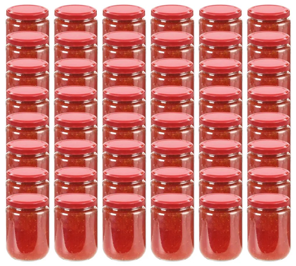 50800 vidaXL Frascos de vidro com tampas vermelhas 48 pcs 230 ml