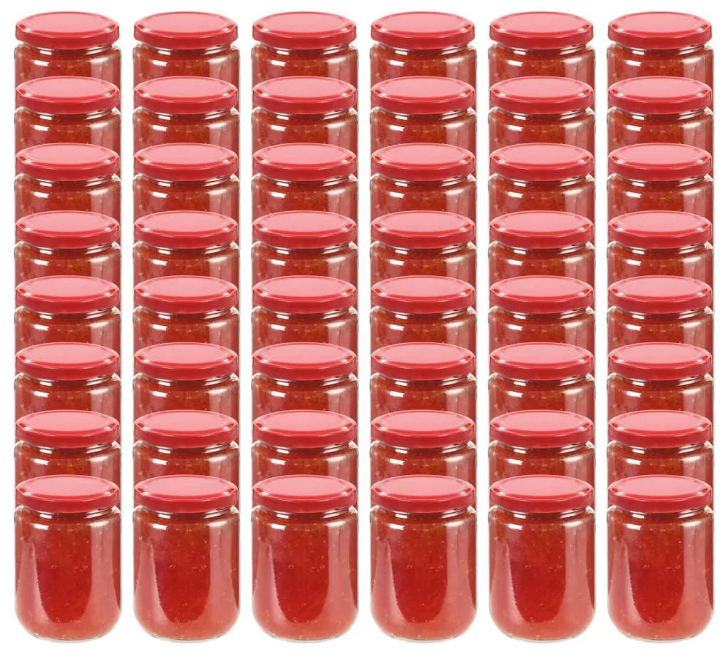 50800 vidaXL Frascos de vidro com tampas vermelhas 48 pcs 230 ml