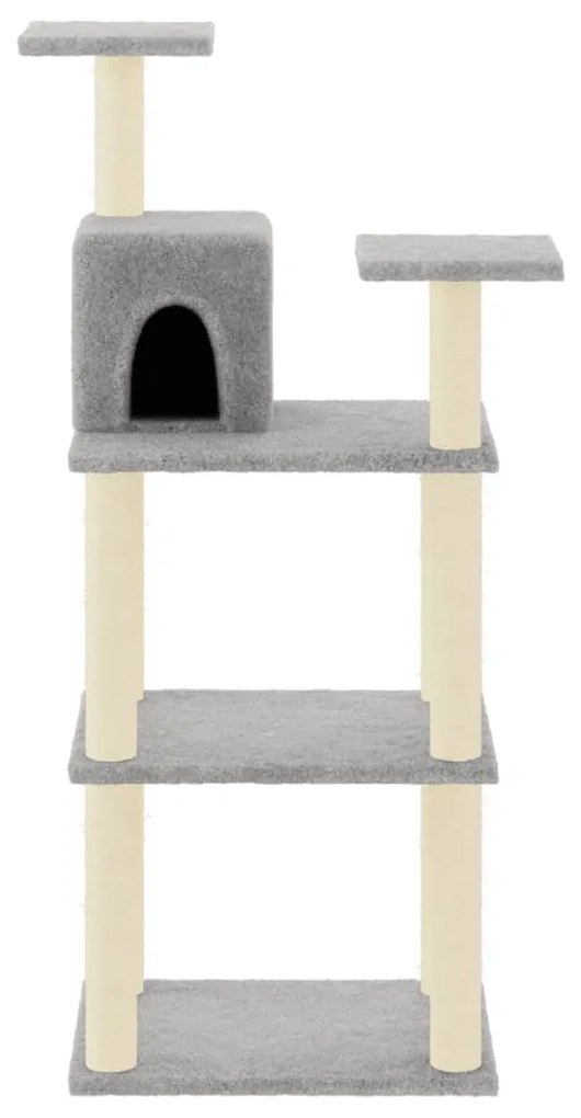 Árvore p/ gatos c/ postes arranhadores sisal 119 cm cinza-claro