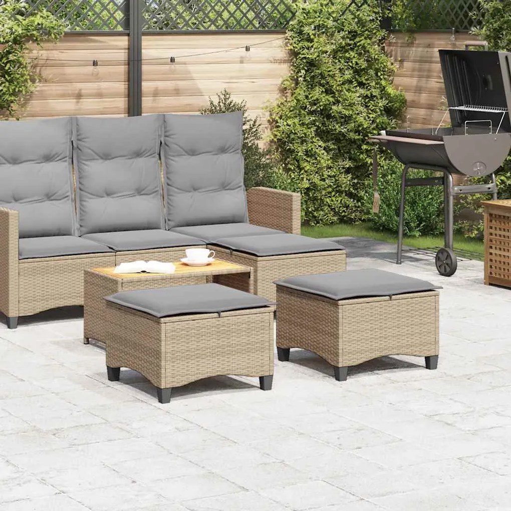 Bancos de jardim com almofadas 2 unid 55x55x36 cm vime PE bege