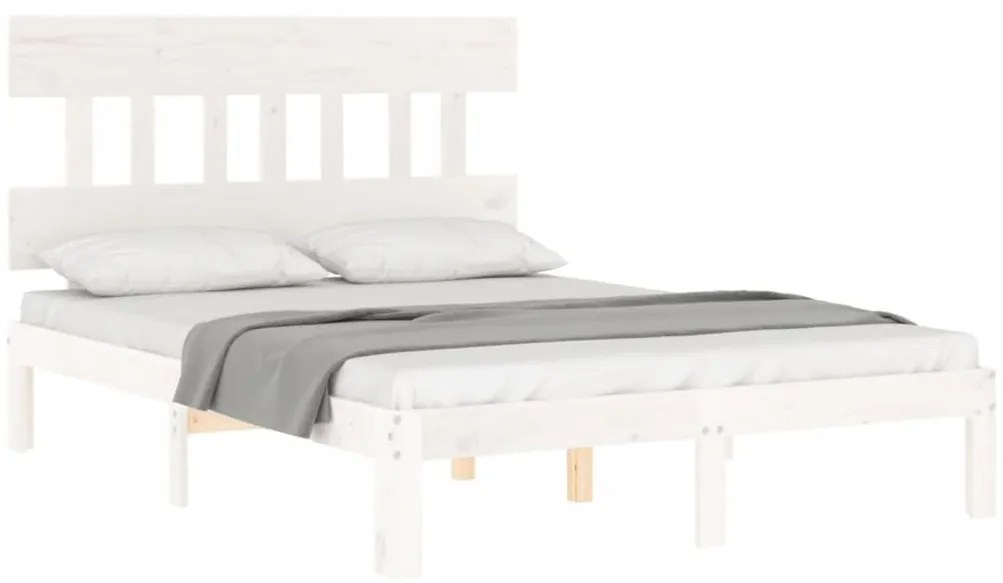 Cama sem colchão 120x200 cm madeira de pinho maciça branco