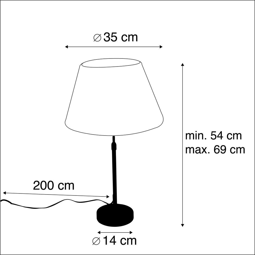 Candeeiro de mesa dourado/latão com abajur plissado creme 35 cm - Parte Clássico / Antigo