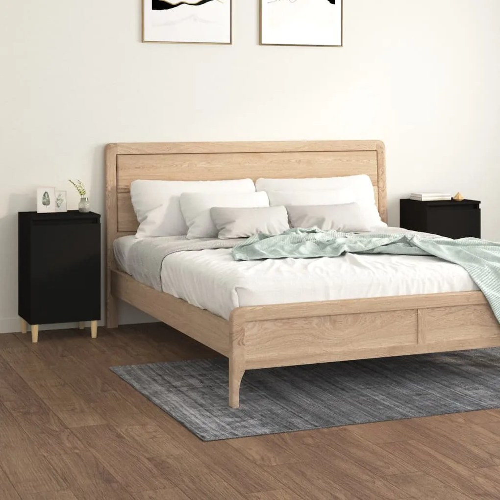 vidaXL Mesas de cabeceira 2pcs 40x35x70 cm derivados de madeira preto