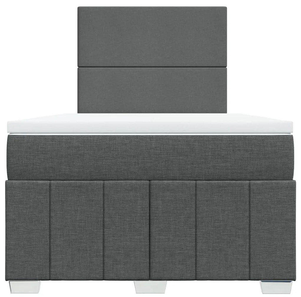 Cama boxspring com colchão 120x190 cm tecido cinzento-escuro