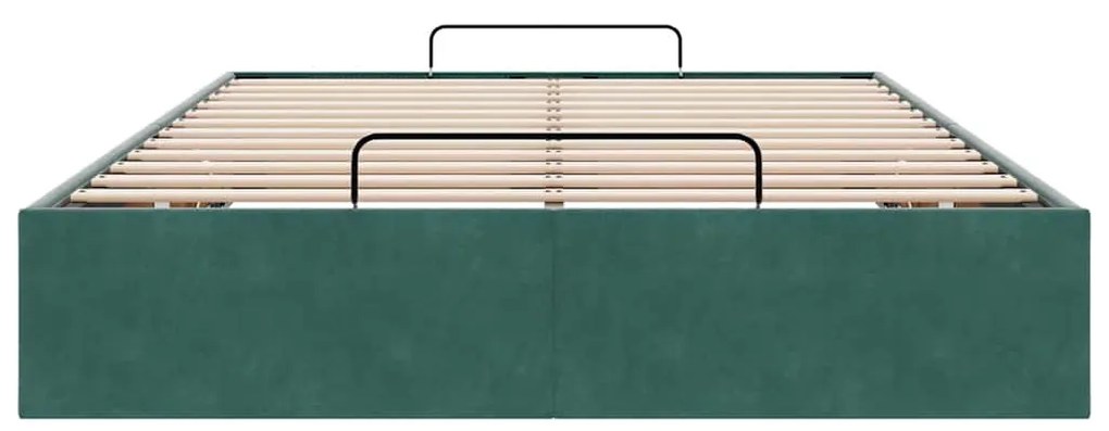 Otomano Bed Frame No Colchão Verde Escuro 120x200 cm Veludo