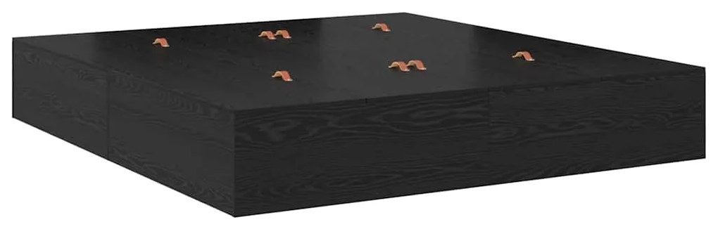 Estrado de Cama com Arrumação Carvalho Preto 200x200 cm