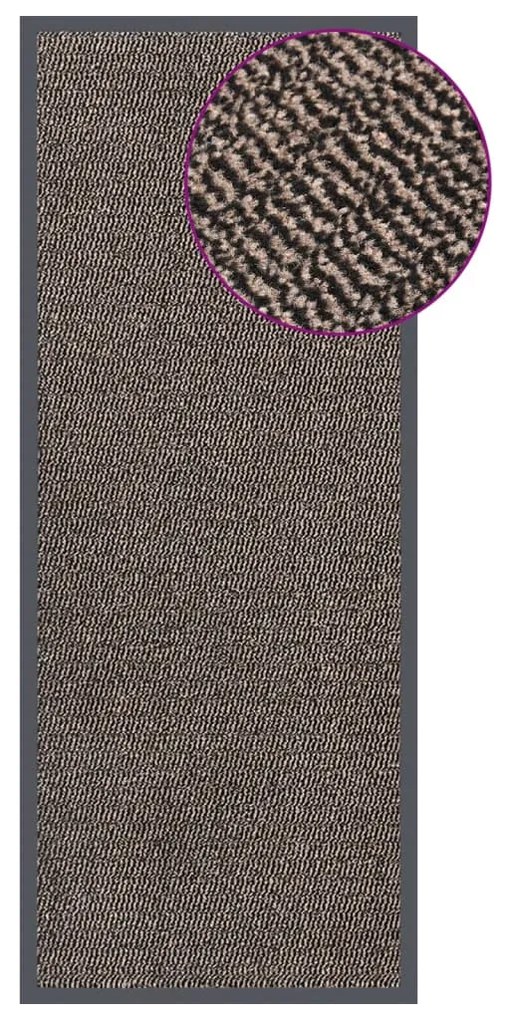 vidaXL Tapete de entrada tufado 60x150 cm castanho-escuro