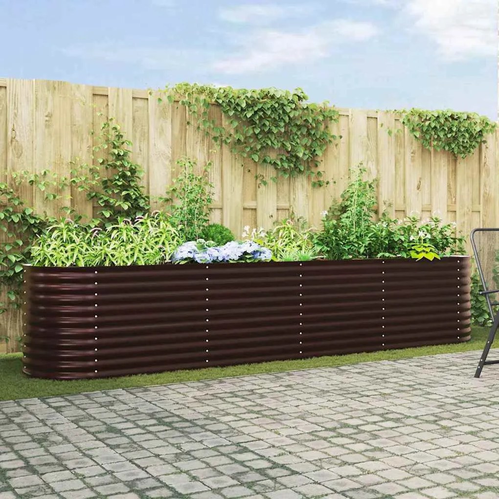 Canteiro Elevado de Jardim Marrom vidaXL 400x80x81 cm em Aço Galvaniza