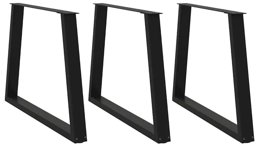Pernas para mesa de jantar em V 3 peças, preto, 90x(72-73,3) cm, aço