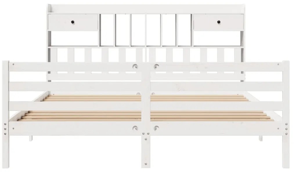 Cama com estante sem colchão 200x200 cm pinho maciço branco